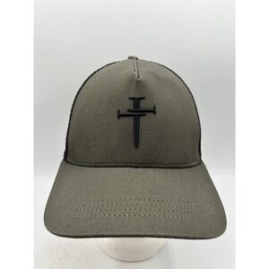 Three Nails Cross Logo Trucker‎ Hat Olive Green Black Adjustable Snapback Cap